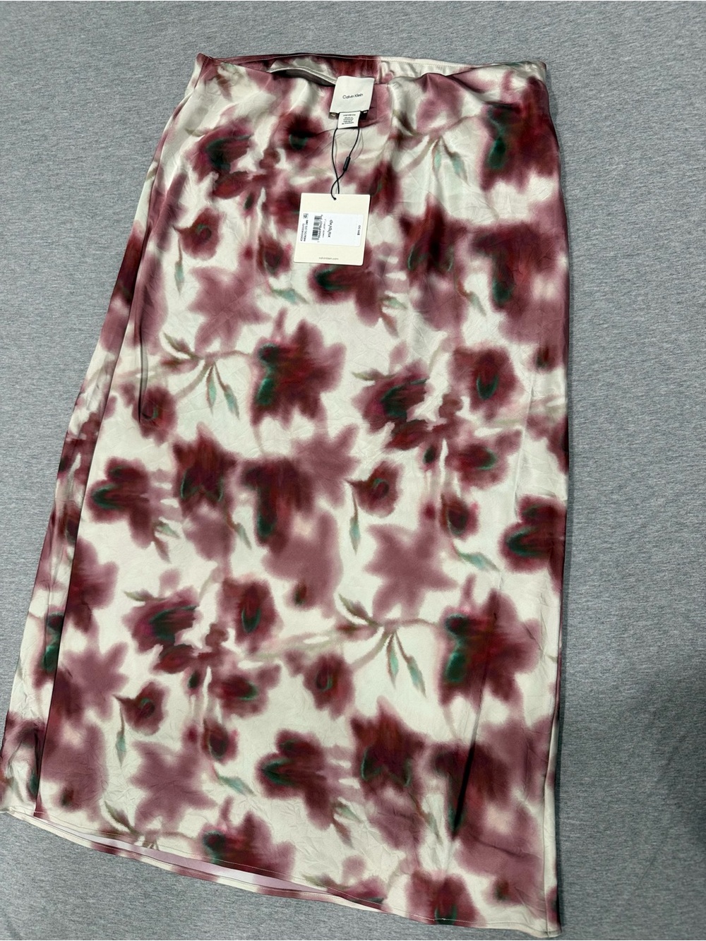 Calvin Klein Floral Midi Skirt in Wine and Cream